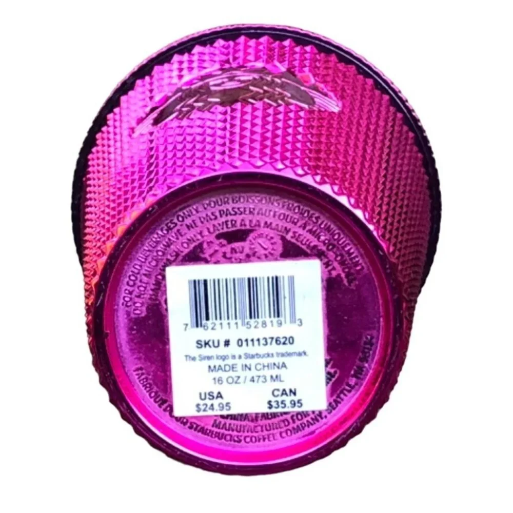 Starbucks Christmas 2022 Grande Sangria 24 oz Metallic Pink Studded Tumbler - Picture 6 of 8